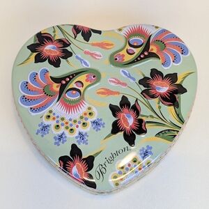 Brighton Heart Shaped Floral & Paisley Design Jewelry Accessory Trinket Tin